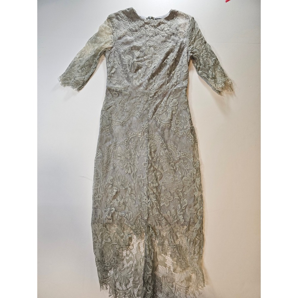 Lulus Lace High Low Dress Women XS Grey Floral Wedding Guest